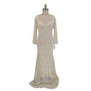 01263 NEW Maniju Lace Off Shoulder Maxi Dress Ivory size XL wedding bridal boho